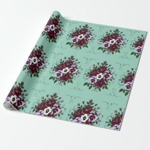 Botanical Gift Wrap Violet Rose Bouquet
