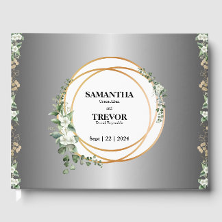 Botanical Gilded Golden Rings & Foliage  Guest Boo Book