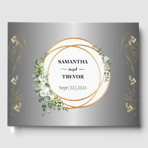 Botanical Gilded Golden Rings & Foliage Guest Book