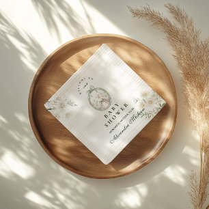 Botanical Gingham Silly Goose Baby Shower Napkin