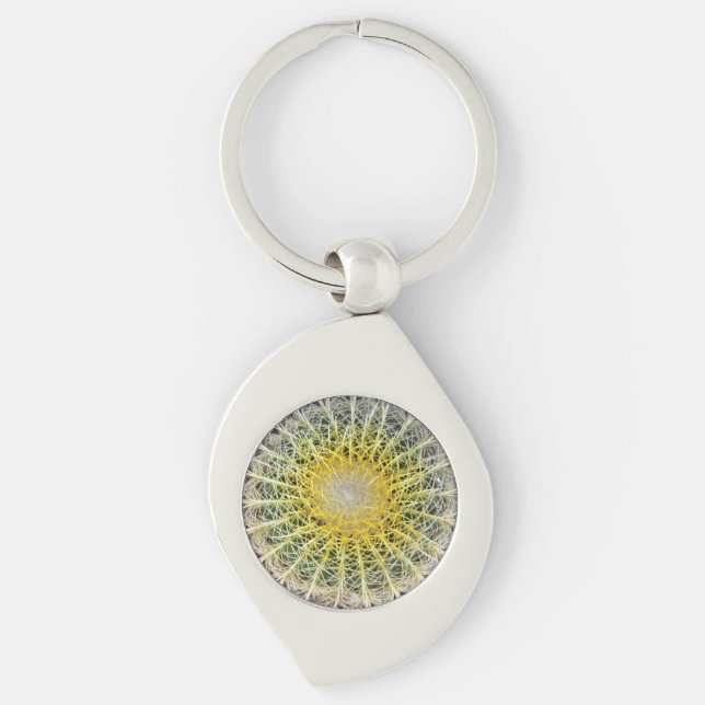 Botanical Globe Cactus Plant Photo Key Ring (Front)