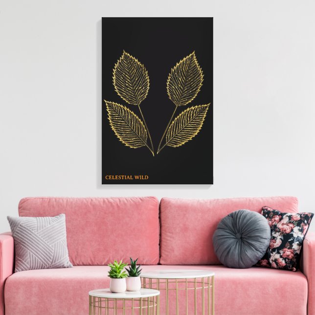 Botanical Gold Essence Fine Art Canvas Print (Insitu(LivingRoom))