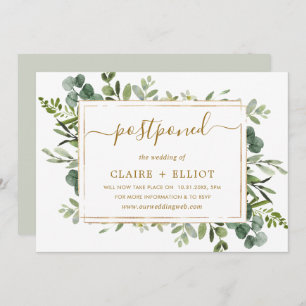 Botanical Gold & Green Postponed Wedding Invitation