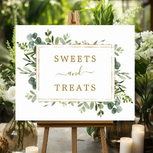Botanical Gold Green Sweets & Treats Dessert Sign