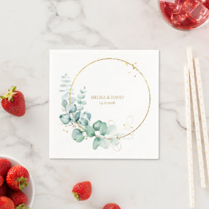 Botanical Gold Greenery Eucalyptus Napkin