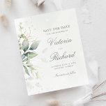 Botanical Gold Greenery Eucalyptus Save The Date<br><div class="desc">Beautiful budget Save the date cards featuring watercolor eucalyptus and gold leaves.</div>