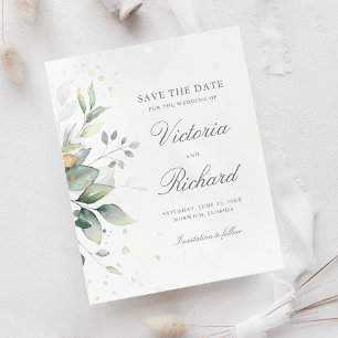 Botanical Gold Greenery Eucalyptus Save The Date