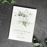 Botanical Gold Greenery Eucalyptus Wedding Save The Date<br><div class="desc">Beautiful Save the date card featuring watercolor eucalyptus and gold leaves. Perfect choice for spring and summer weddings.</div>