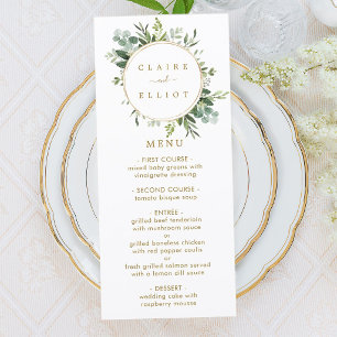 Botanical Gold Greenery Menu Card