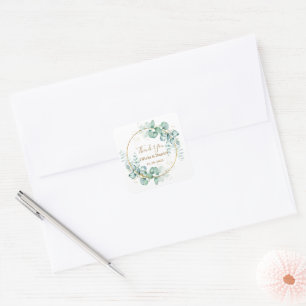 Botanical Gold Greenery Personalise For Wedding Square Sticker