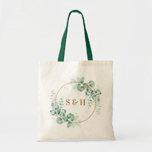 Botanical Gold Greenery Personalise Monogram Tote Bag
