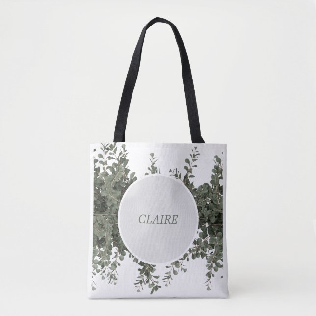 Botanical Gold Greenery Personalise Tote Bag (Front)