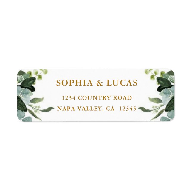 Botanical Gold Greenery Return Address Label (Front)