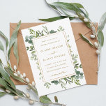 Botanical Gold Greenery Wedding Invitation<br><div class="desc">This wedding invitation features painted watercolor eucalyptus greenery,  green leaves and a faux gold rectangular frame. For more advanced customisation of this design,  Please click the "Customise further" link.  Matching items are also available.</div>