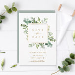 Botanical Gold Greenery Wedding Save the Date Card<br><div class="desc">This wedding save the date invitation features painted watercolor eucalyptus greenery,  green leaves and a gold square frame. For more advanced customisation of this design,  Please click the "Customise further" link.  Matching items are also available.</div>