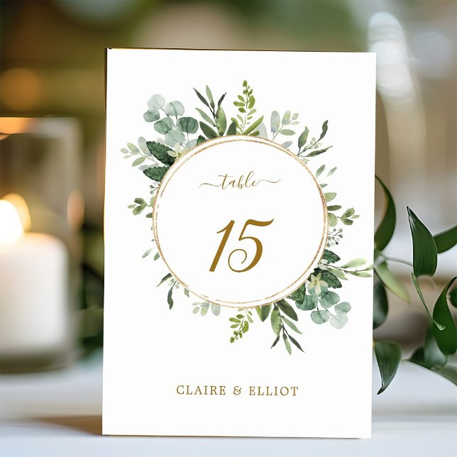 Botanical Gold Greenery Wedding Table Number (Creator Uploaded)