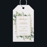 Botanical Gold Greenery Wedding Thank You Gift Tags<br><div class="desc">This wedding thank you gift tag features painted watercolor eucalyptus greenery,  green leaves and a gold rectangular frame. For more advanced customisation of this design,  Please click the "Customise further" link.  Matching items are also available</div>