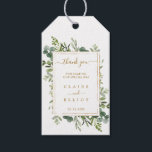Botanical Gold Greenery Wedding Thank You Gift Tags<br><div class="desc">This wedding thank you gift tag features painted watercolor eucalyptus greenery,  green leaves and a gold rectangular frame. For more advanced customisation of this design,  Please click the "Customise further" link.  Matching items are also available</div>