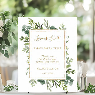 Botanical Gold Love is Sweet Dessert Bar Sign