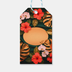 Botanical Gold Monstera Hibiscus Elegant Luxury Gift Tags