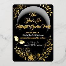 Botanical Gold New Year's Eve Party Invitation Foi