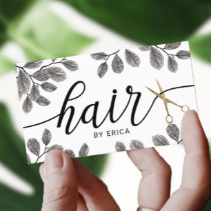 Botanical Gold Scissor Hair Salon Appointment Business Card