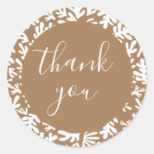 Botanical Gold Small Business Customer Thank You Classic Round Sticker