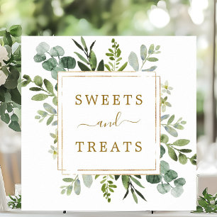 Botanical Gold Sweets & Treats Square Dessert Sign