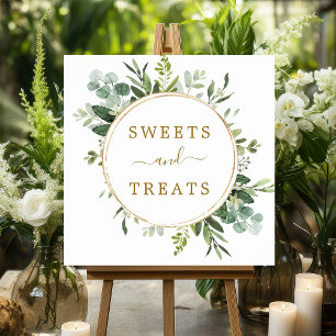 Botanical Gold Sweets & Treats Square Dessert Sign