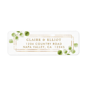 Botanical Gold Watercolor Return Address