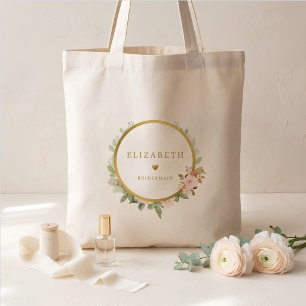 Botanical Gold Wreath Bridesmaid Tote Bag
