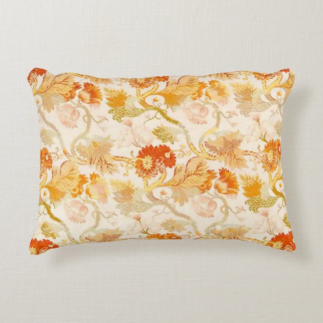 Botanical Golden Fall Flowers Decorative Cushion (Front)