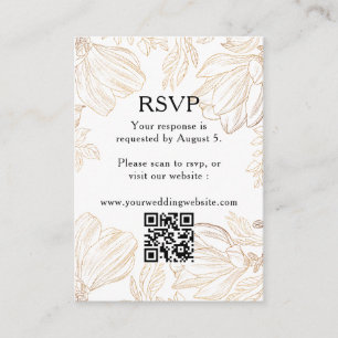Botanical Golden Floral QR Code Wedding RSVP Enclosure Card