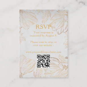Botanical Golden Floral QR Code Wedding RSVP Enclosure Card
