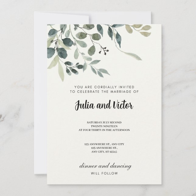 Botanical Grace Wedding Invitation (Front)