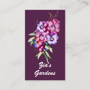 Botanical Grapes, Berries and Flowers Business Card