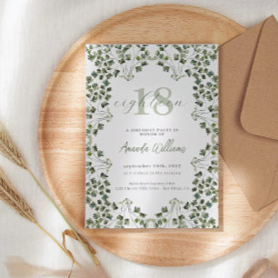 Botanical Green 18th Birthday Invitation