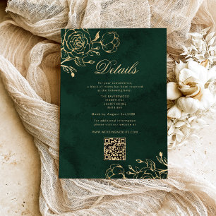 Botanical Green and Gold Wedding QR Details Enclosure Card