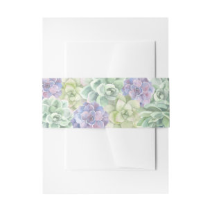 Botanical Green and Purple Succulents Wedding Invitation Belly Band