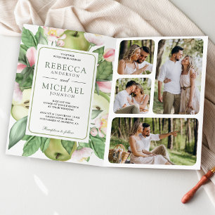 Botanical Green Apple Orchard QR Code Wedding Invitation