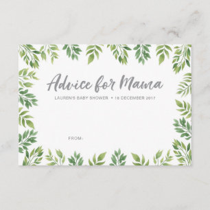 Botanical green Baby Shower Advice Cards