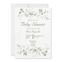 Botanical Green Baby Shower Invitation