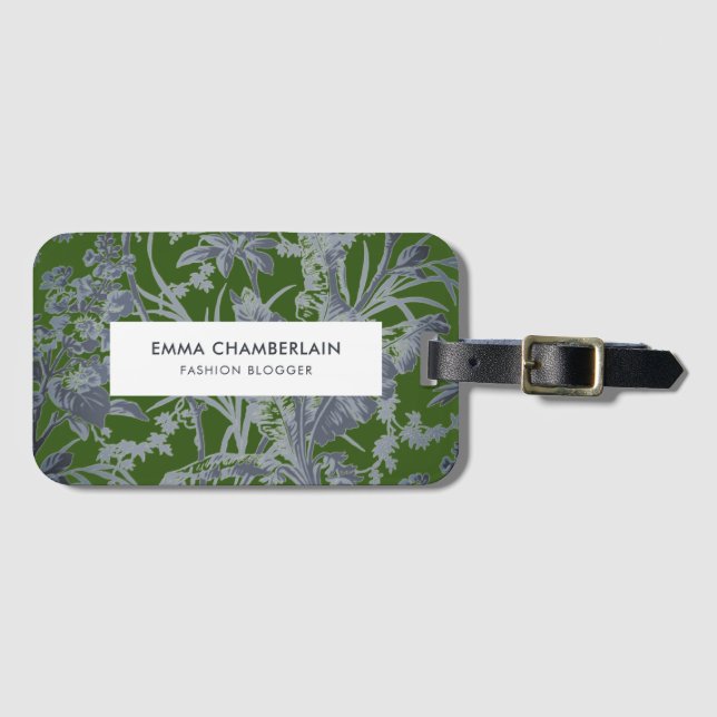 Botanical Green Chinoiserie Custom Luggage Tag (Front Horizontal)