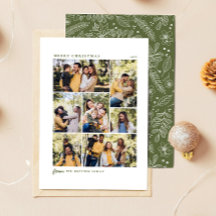 Botanical Green Christmas Family 7 Photo Collage