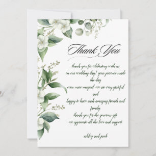 Botanical Green Elegant Thank You Card