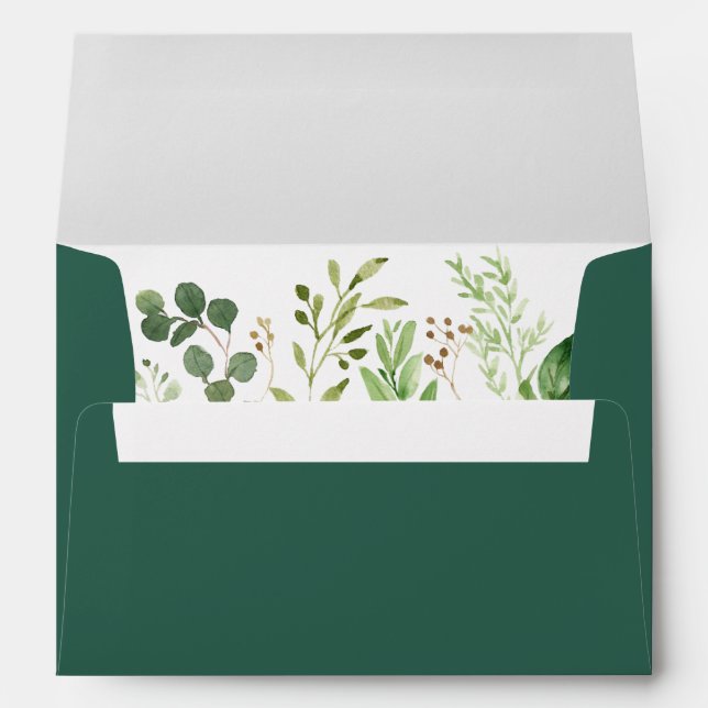 Botanical Green Eucalyptus Wedding Invitation Envelope (Back (Bottom))