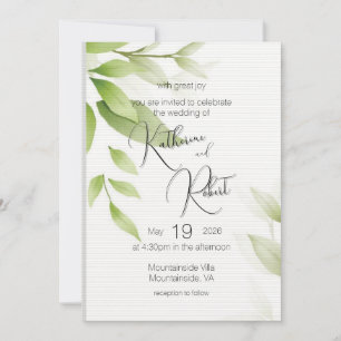 Botanical Green Flat Wedding Invitation