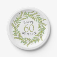 Botanical Green Foliage Wreath Paper Plates