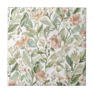 Botanical Green Garden Lush Leaves Floral Tile