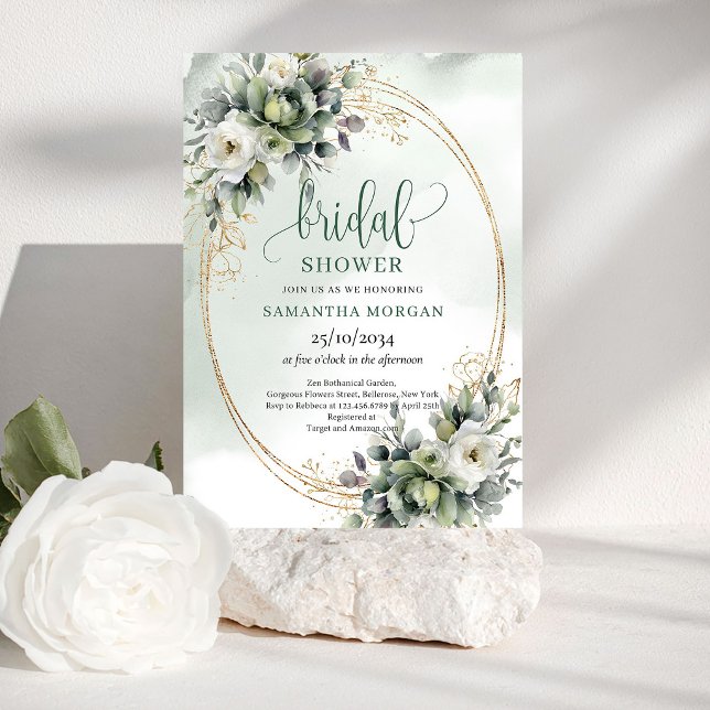 Botanical Green Gold Bridal Shower Invitation (Botanical Green Gold Bridal Shower Invitation)